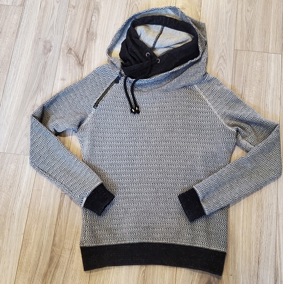 Scotch & Soda Tops - Maison Scotch Double Hoodie, Herringbone Black/White, Blk, Gold Metalic, Medium